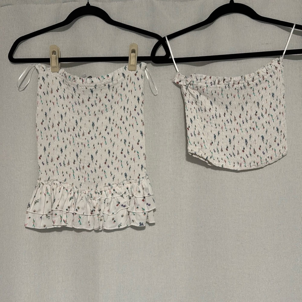Floral print, matching skirt and top set